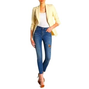 Tahari High Waist Distressed Skinny Jeans